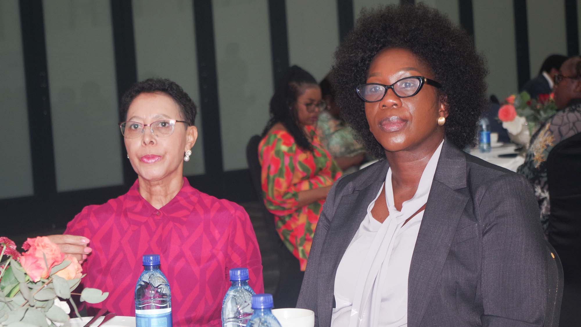 EswatiniBank Managing Director Dr Nozizwe Mulela (R) and Elizabeth Arden. 